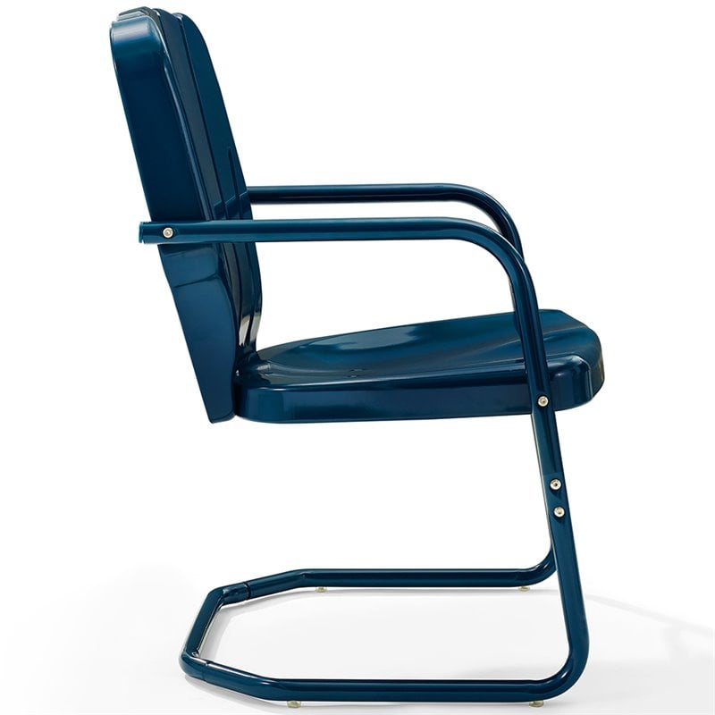 Beaumont Lane Contemporary Metal Patio Chairs in Navy (Set of 2)