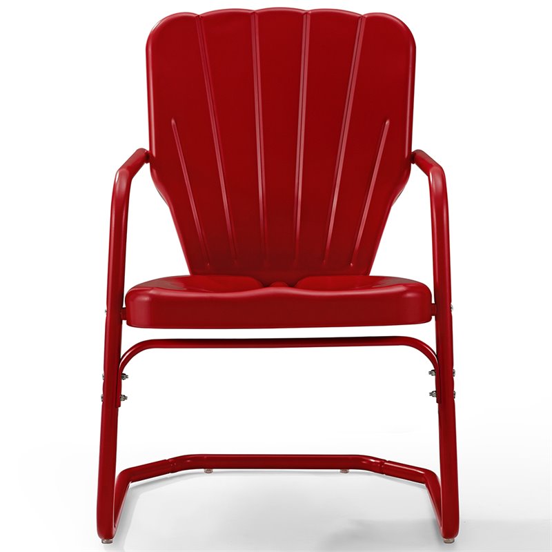Beaumont Lane Modern Metal Patio Chair in Bright Red Gloss (Set of 2)