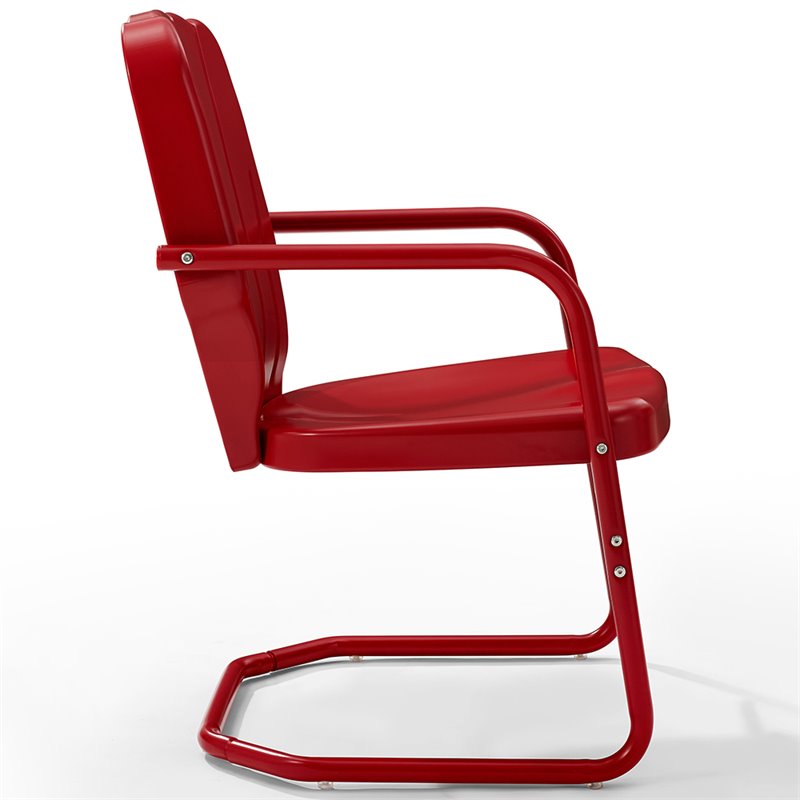 Beaumont Lane Modern Metal Patio Chair in Bright Red Gloss (Set of 2)