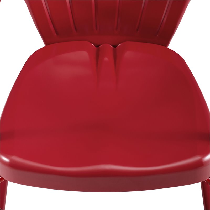 Beaumont Lane Modern Metal Patio Chair in Bright Red Gloss (Set of 2)