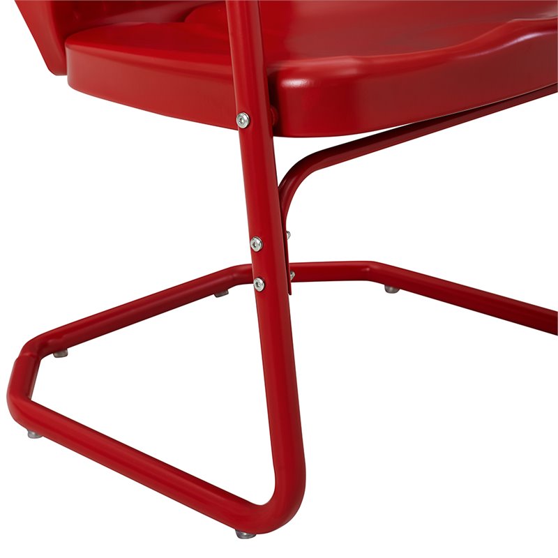 Beaumont Lane Modern Metal Patio Chair in Bright Red Gloss (Set of 2)