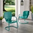 Beaumont Lane Modern Metal Patio Chair in Turquoise (Set of 2)