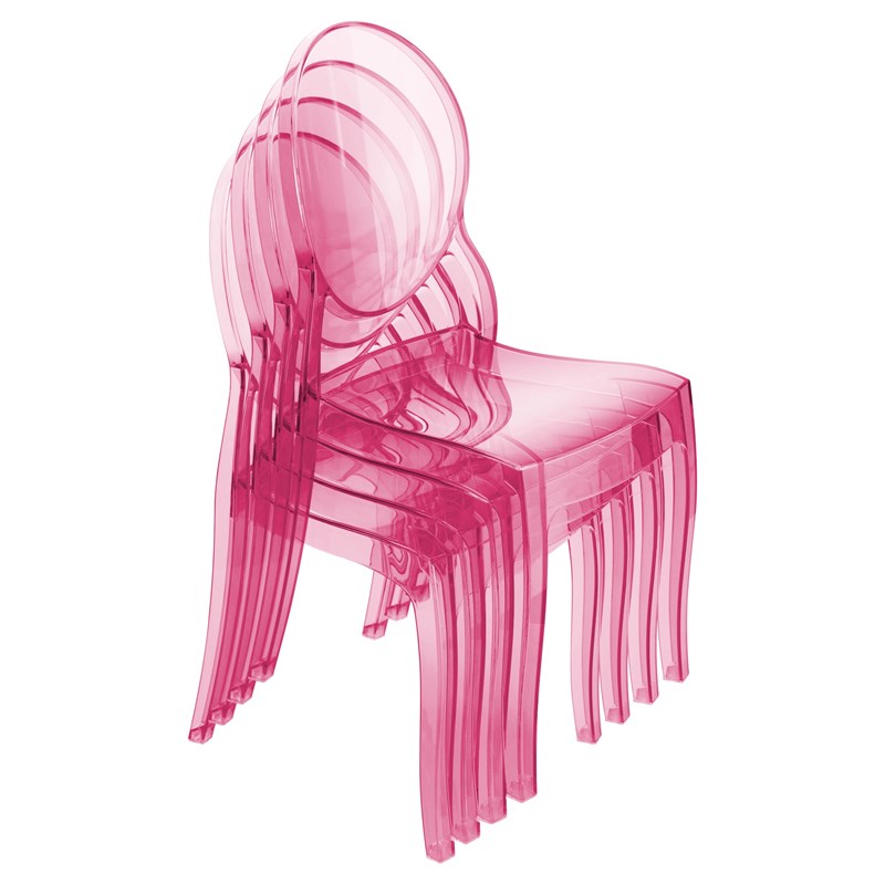 Beaumont Lane Modern Polycarbonate Stackable Baby Chair in Transparent Pink