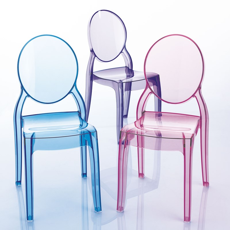 Beaumont Lane Modern Polycarbonate Stackable Baby Chair in Transparent Pink