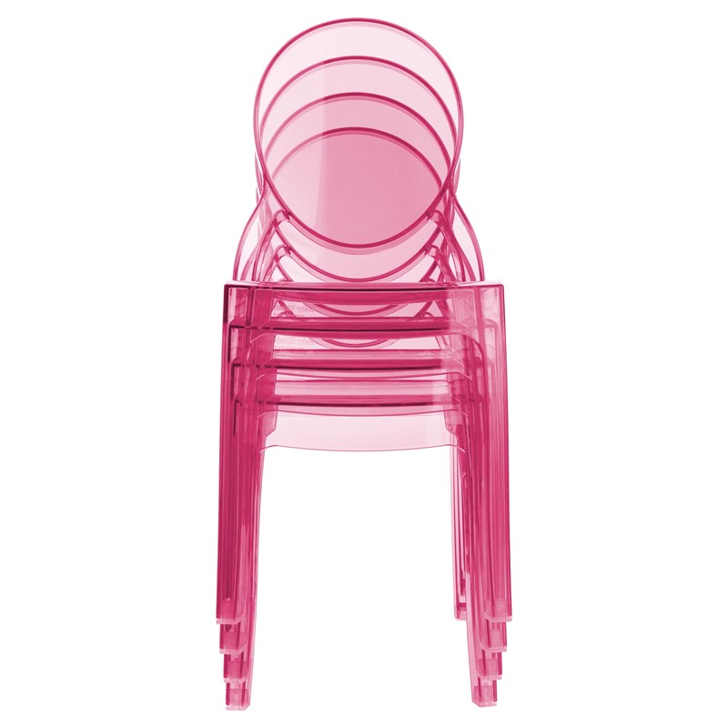 Beaumont Lane Modern Polycarbonate Stackable Baby Chair in Transparent Pink