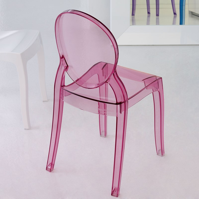 Beaumont Lane Modern Polycarbonate Stackable Baby Chair in Transparent Pink