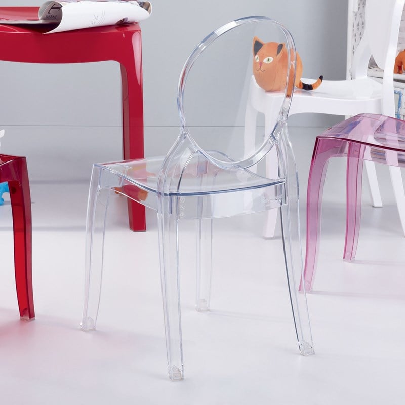 Beaumont Lane Modern Polycarbonate Stackable Baby Chair in Transparent Clear