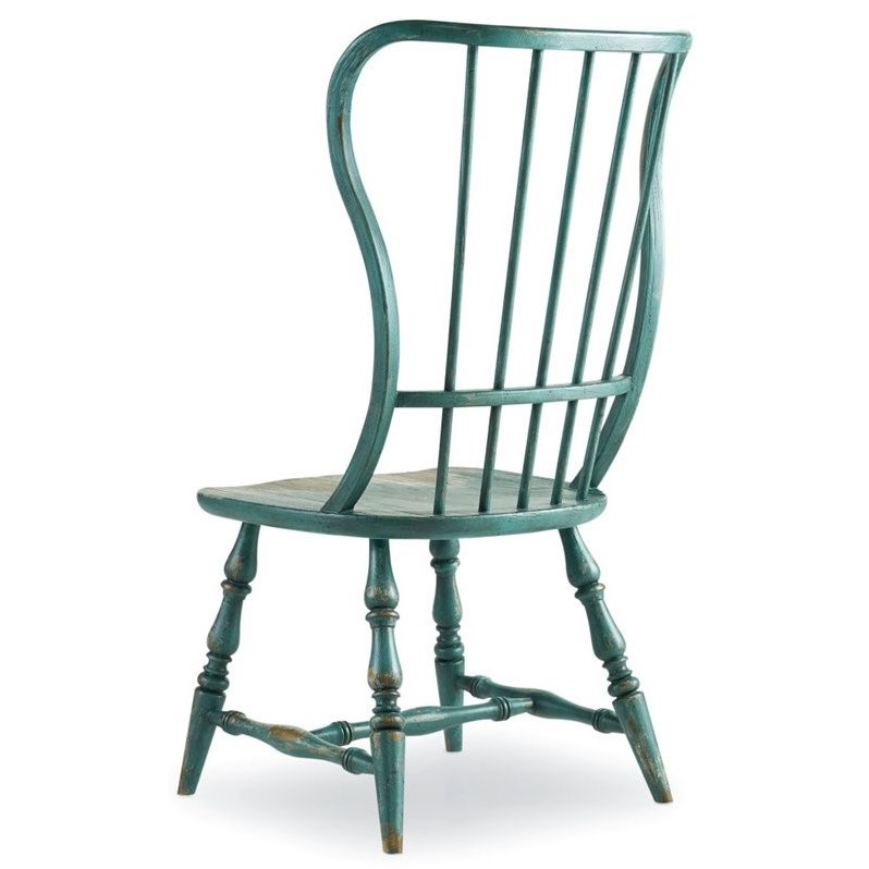Beaumont Lane Transitional Spindle Back Wood Dining Chair in Blue Finish
