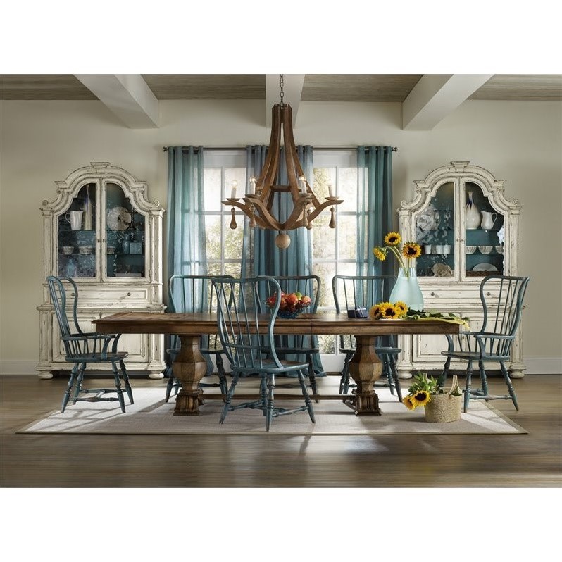Beaumont Lane Transitional Spindle Back Wood Dining Chair in Blue Finish
