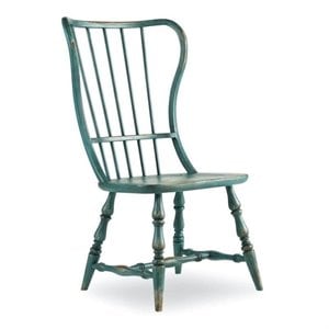 Beaumont Lane Transitional Spindle Back Wood Dining Chair in Blue Finish
