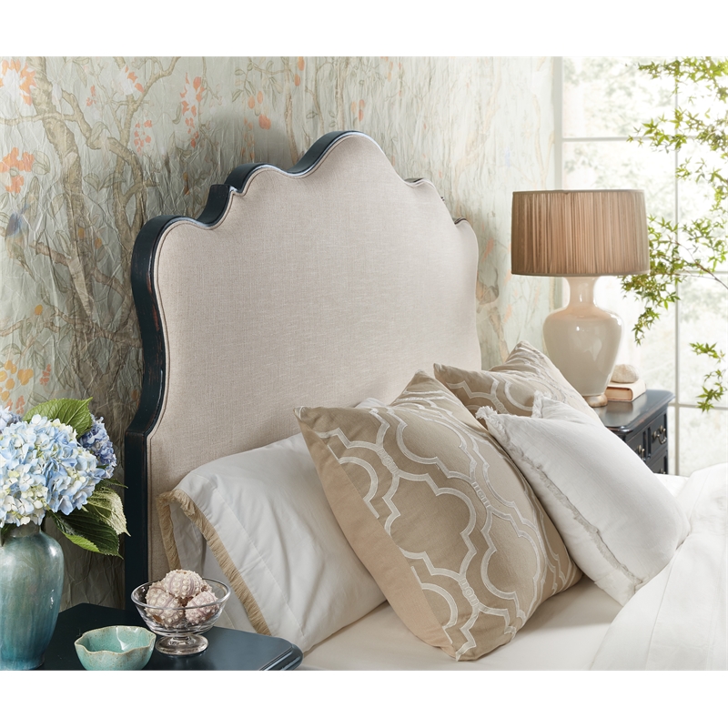 Beaumont Lane King Upholstered Bed and 2 Nightstands in Black Cherry