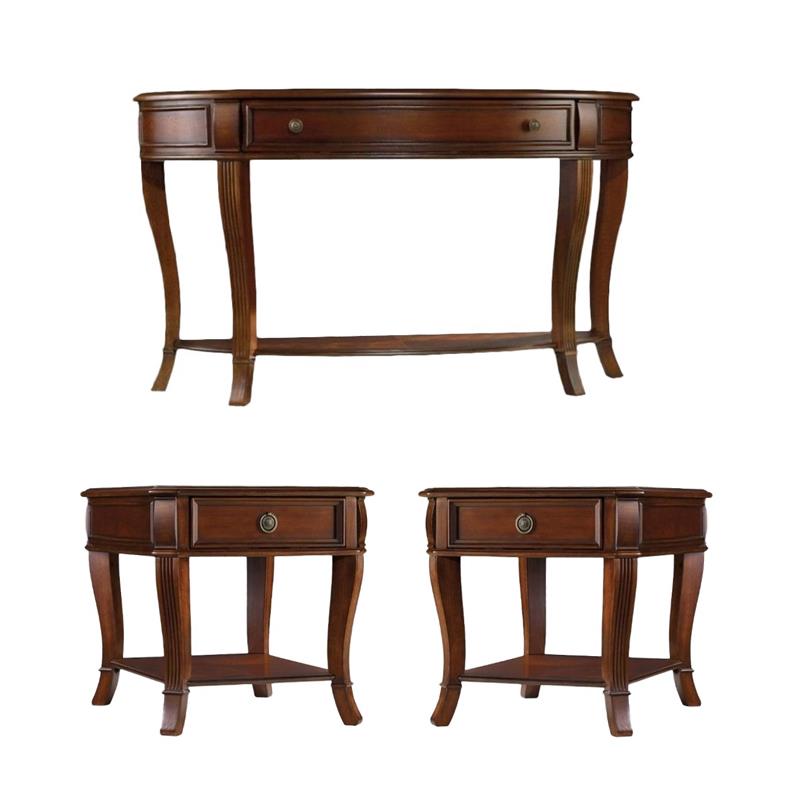 Beaumont Lane Living Room Set of 2 End Tables & Sofa Table in Cherry