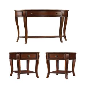 Beaumont Lane Living Room Set of 2 End Tables & Sofa Table in Cherry