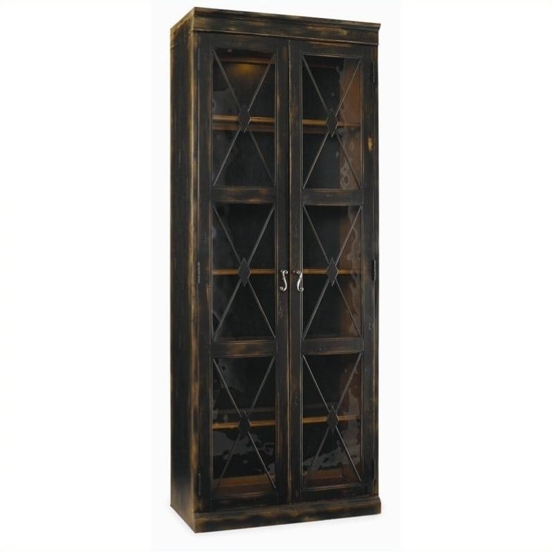Beaumont Lane Ebony Black Hardwood and Glass Display Cabinets - Set of 3