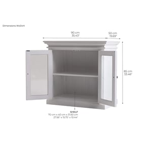Beaumont Lane Solid Mahogany Display Buffet with 2 Glass Doors in Pure White