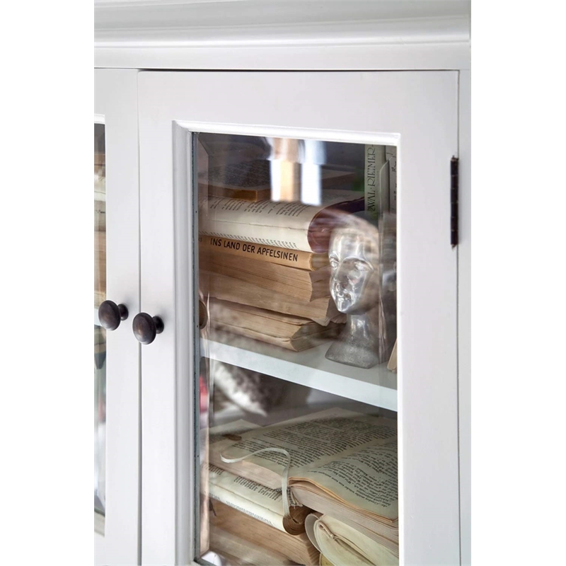 Beaumont Lane Solid Mahogany Display Buffet with 2 Glass Doors in Pure White