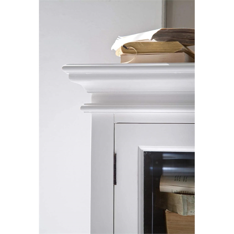 Beaumont Lane Solid Mahogany Display Buffet with 2 Glass Doors in Pure White