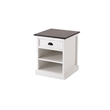 Beaumont Lane Mahogany Bedside Table with Shelves in White Distress & Deep Brown