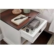 Beaumont Lane Mahogany Bedside Table with Shelves in White Distress & Deep Brown