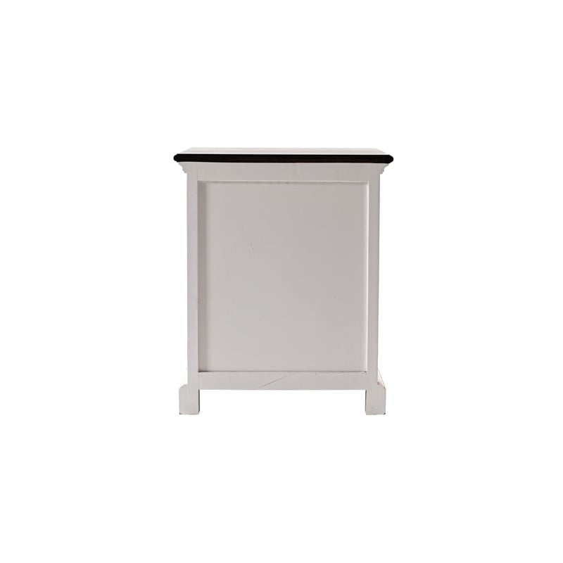 Beaumont Lane Mahogany Bedside Table with Shelves in White Distress & Deep Brown