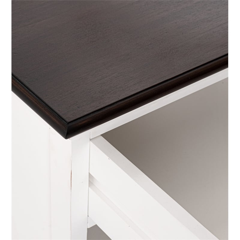 Beaumont Lane Mahogany Bedside Table with Shelves in White Distress & Deep Brown