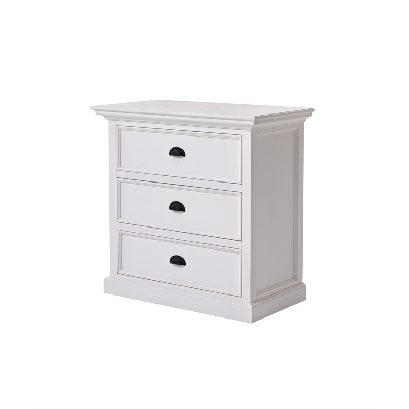 Beaumont Lane Mahogany Wood Bedside 3 Drawer Unit in Classic White