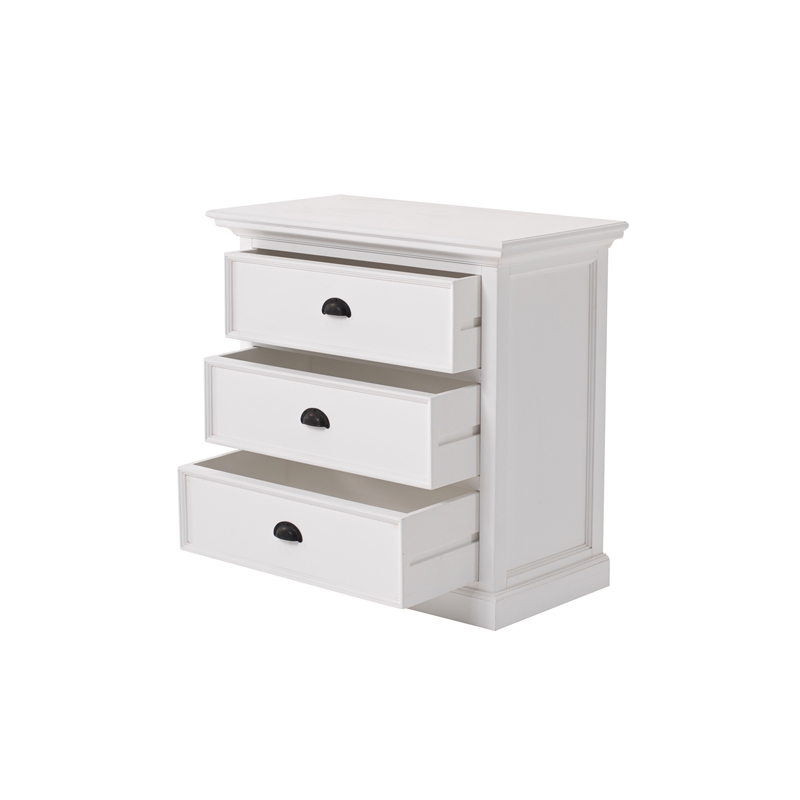 Beaumont Lane Mahogany Wood Bedside 3 Drawer Unit in Classic White