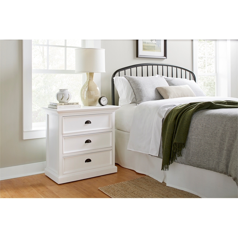 Beaumont Lane Mahogany Wood Bedside 3 Drawer Unit in Classic White