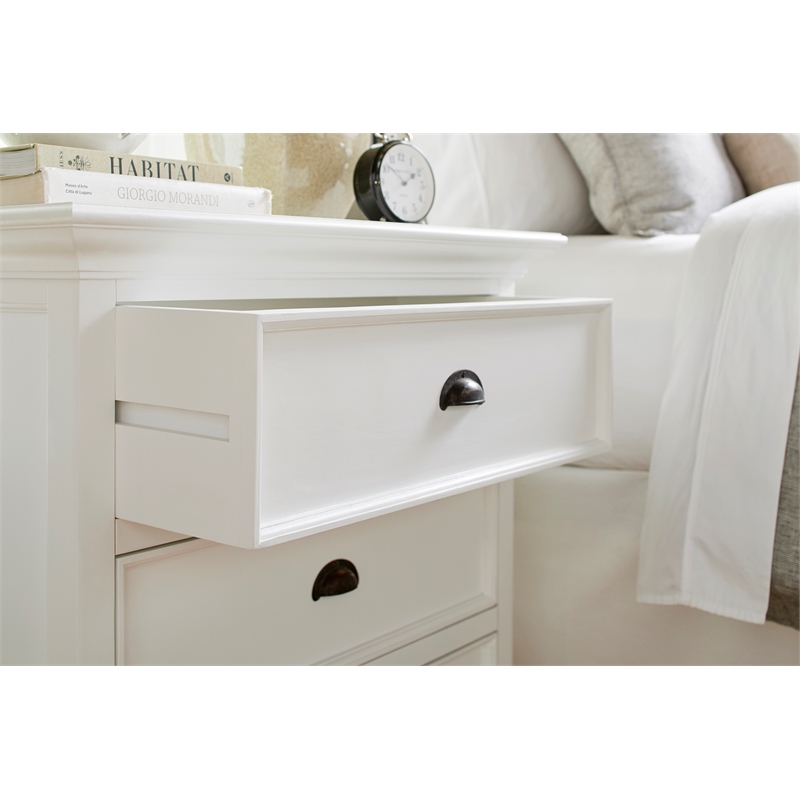 Beaumont Lane Mahogany Wood Bedside 3 Drawer Unit in Classic White