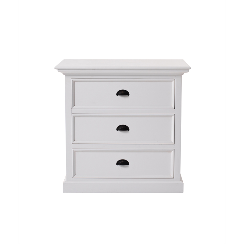 Beaumont Lane Mahogany Wood Bedside 3 Drawer Unit in Classic White