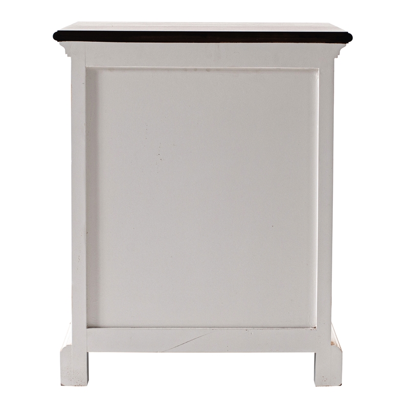 Beaumont Lane Mahogany Wood Bedside 3 Drawer Unit in White Distress & Deep Brown