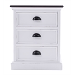 Beaumont Lane Mahogany Wood Bedside 3 Drawer Unit in White Distress & Deep Brown