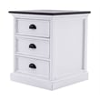 Beaumont Lane Mahogany Wood Bedside 3 Drawer Unit in White Distress & Deep Brown
