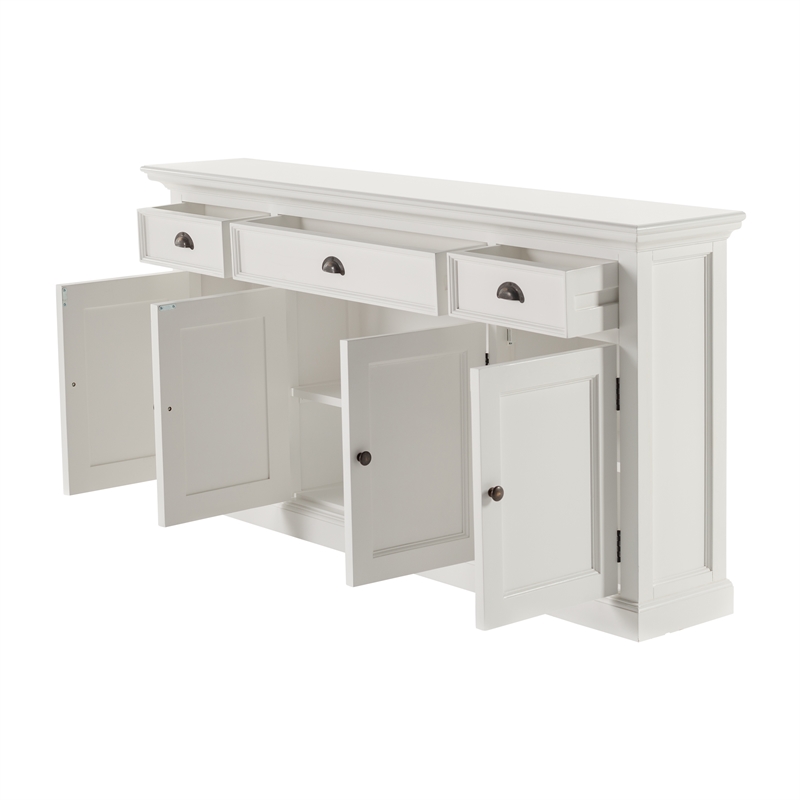 Beaumont Lane Mahogany Wood Buffet Console Table with 3 Drawers in White