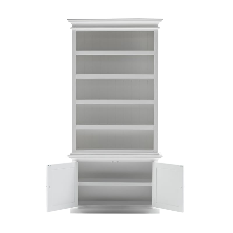 Beaumont Lane Mahogany Wood Single-Bay Hutch with 5 Shelves in White