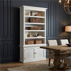 Beaumont Lane Mahogany Wood Single-Bay Hutch with 5 Shelves in White
