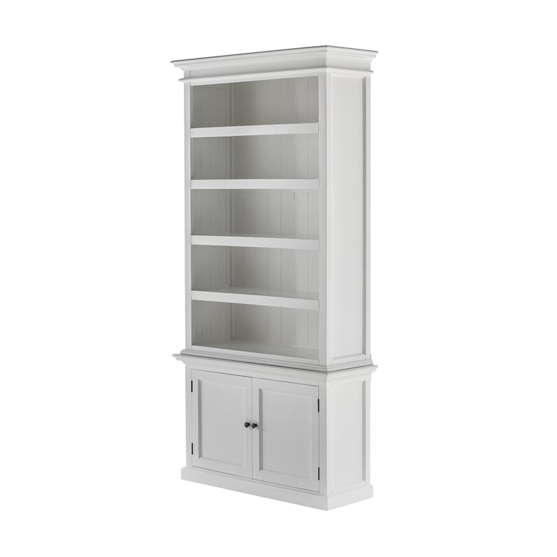 Beaumont Lane Mahogany Wood Single-Bay Hutch with 5 Shelves in White