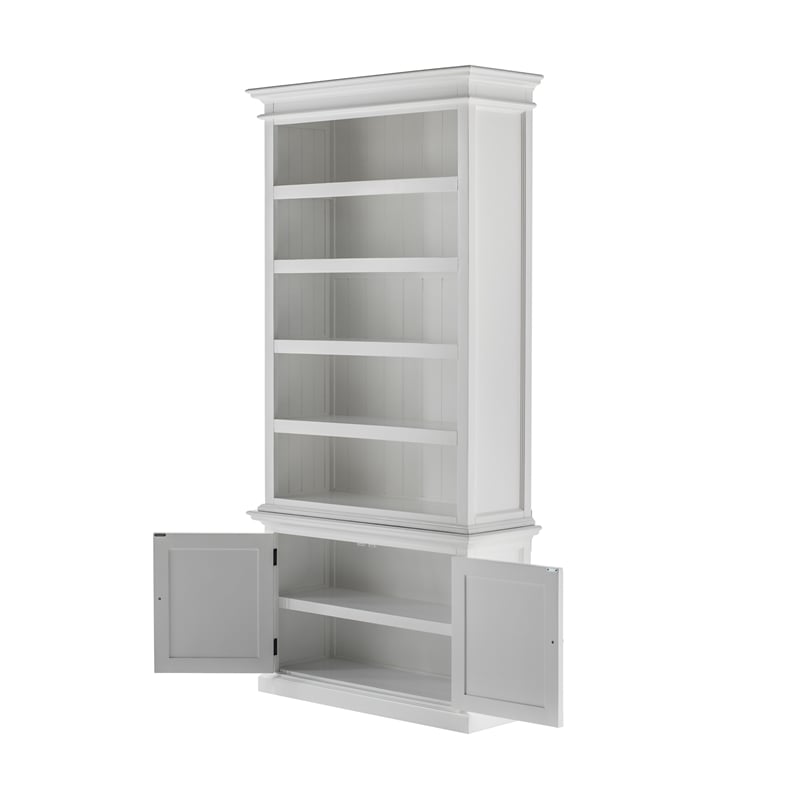 Beaumont Lane Mahogany Wood Single-Bay Hutch with 5 Shelves in White