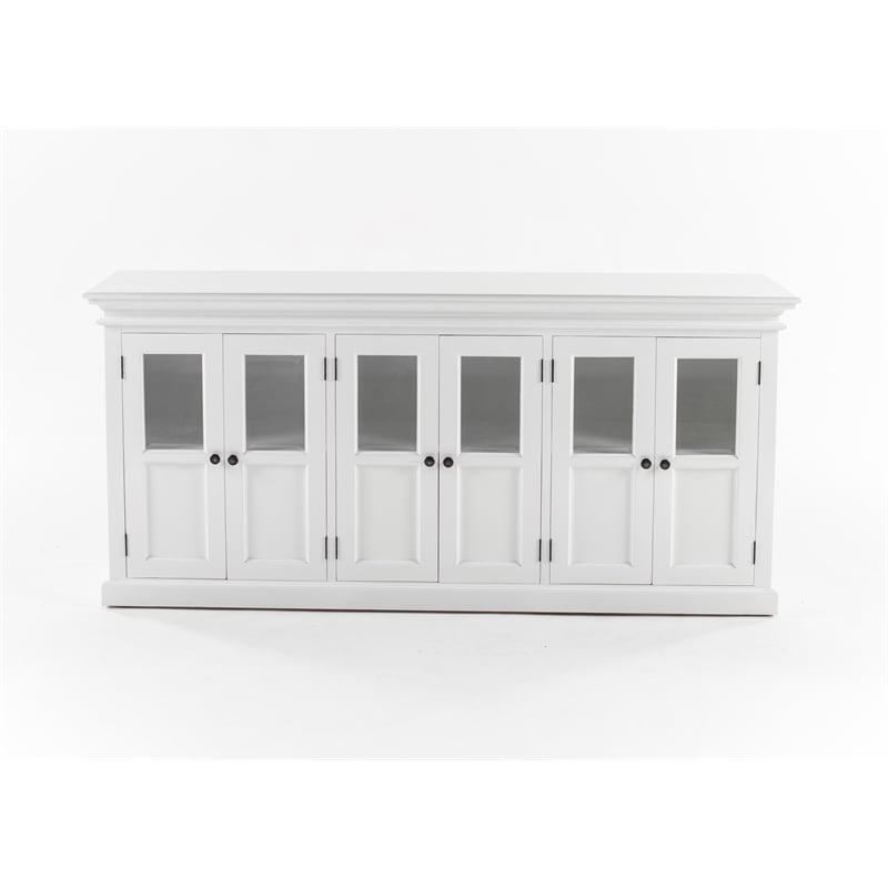 Beaumont Lane Solid Wood Hutch Unit with 12 Shelves and 6 Glass Doors in White