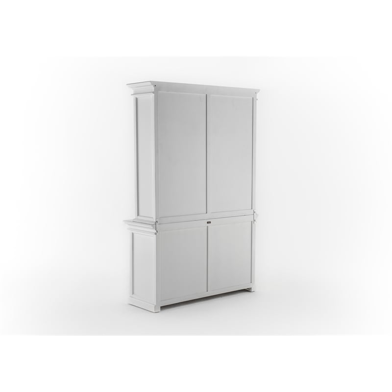 Beaumont Lane Solid Wood Hutch Unit with 8 Shelves and 4 Glass Doors in White