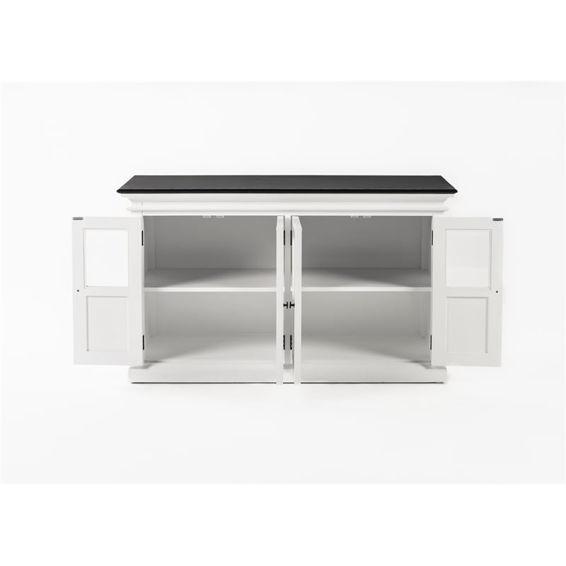 Beaumont Lane Mahogany Buffet with 4 Bevelled Glass Doors in White and Black