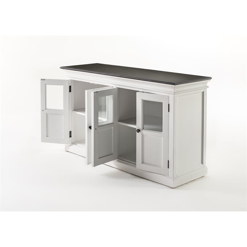 Beaumont Lane Mahogany Buffet with 4 Bevelled Glass Doors in White and Black