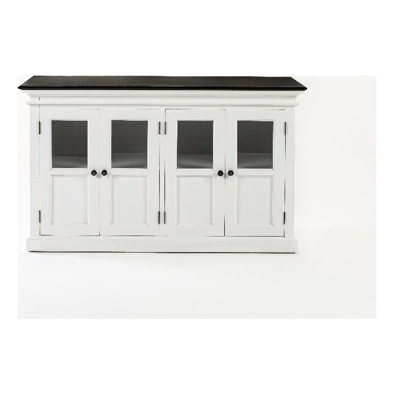 Beaumont Lane Mahogany Buffet with 4 Bevelled Glass Doors in White and Black