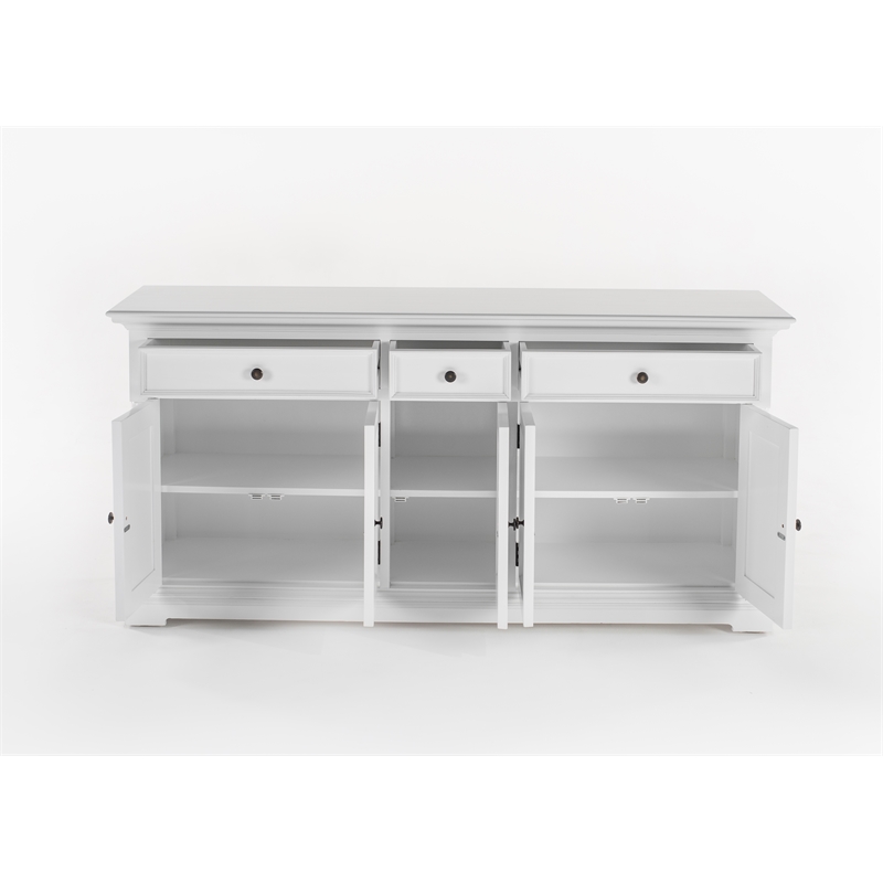 Beaumont Lane Solid Wood Buffet with 5 Doors 3 Drawers in White