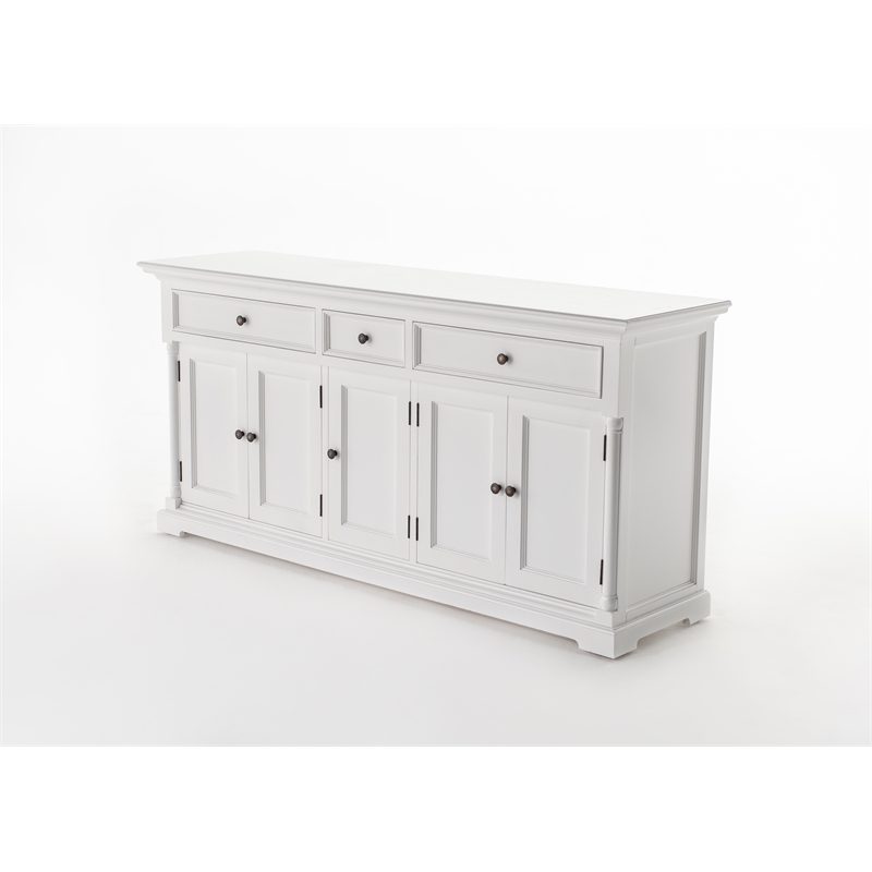 Beaumont Lane Solid Wood Buffet with 5 Doors 3 Drawers in White