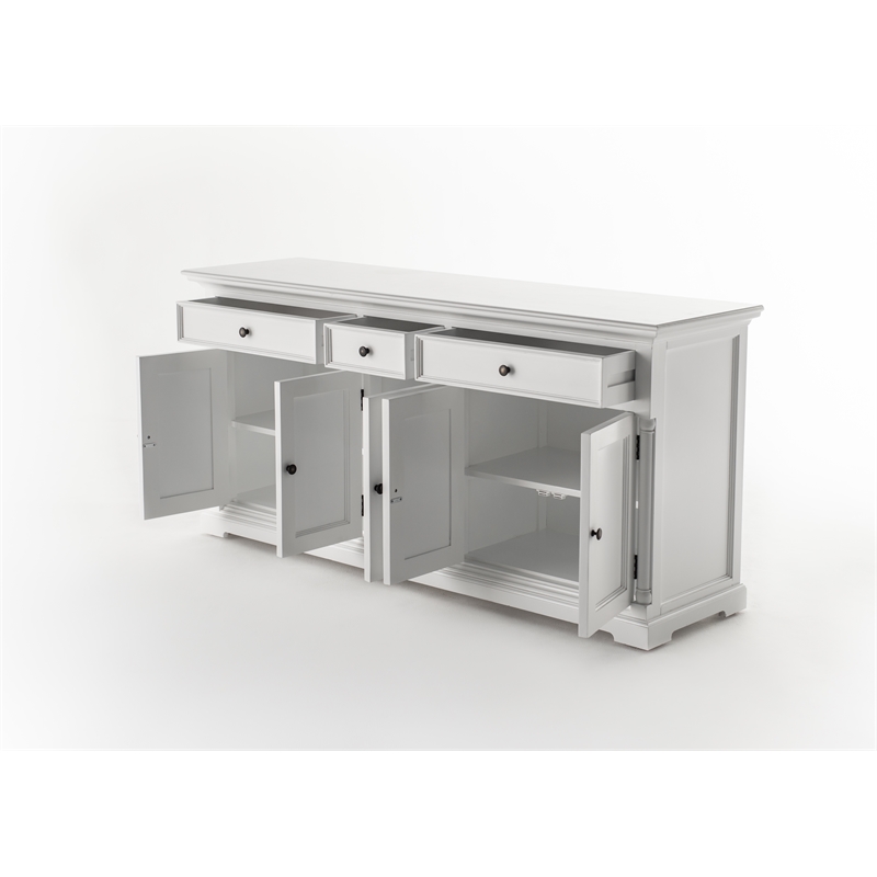 Beaumont Lane Solid Wood Buffet with 5 Doors 3 Drawers in White