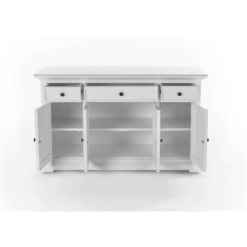 Beaumont Lane Solid Wood Buffet with 4 Doors 3 Drawers in White