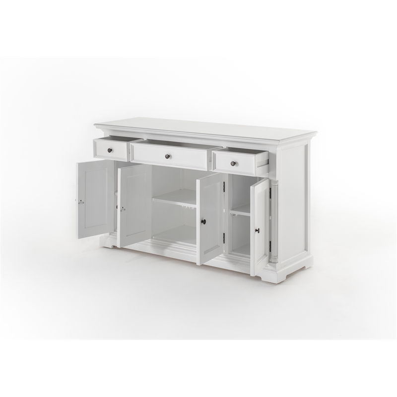 Beaumont Lane Solid Wood Buffet with 4 Doors 3 Drawers in White