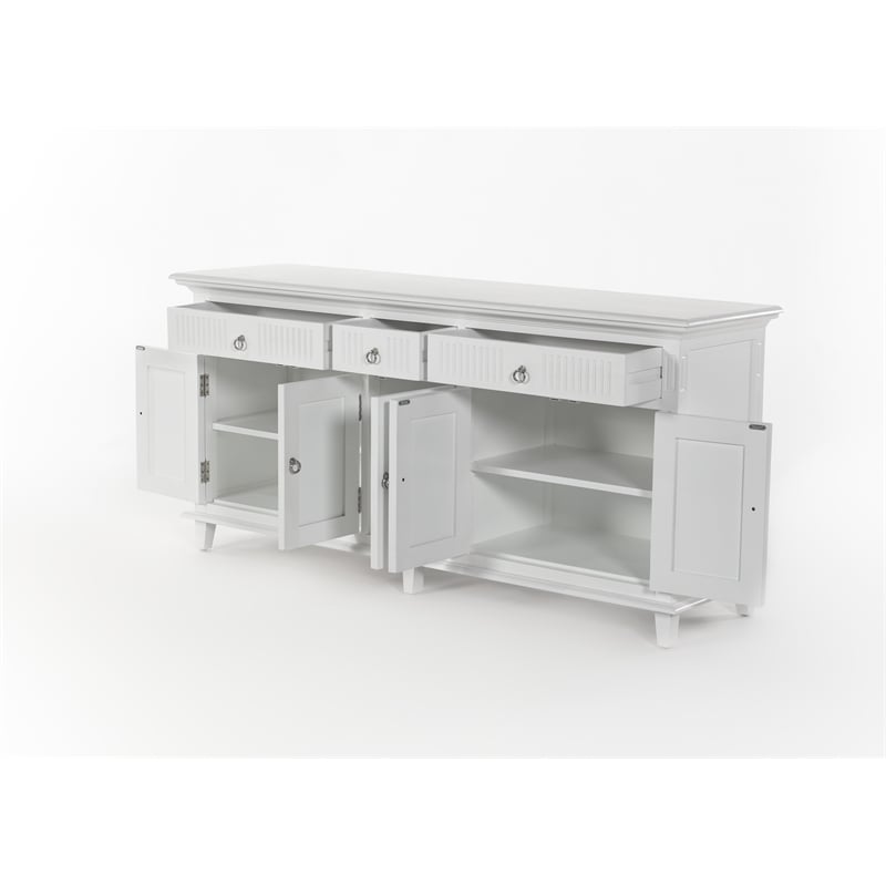 Beaumont Lane Solid Wood Buffet with 5 Doors and 3 Drawers in White