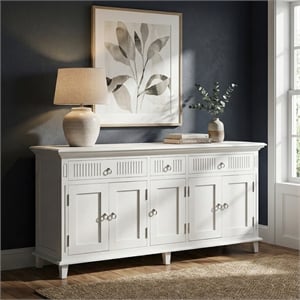 Beaumont Lane Solid Wood Buffet with 5 Doors and 3 Drawers in White